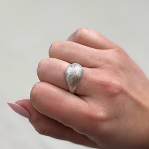 Signet Silver Textured Ring stamped 925 sparkly